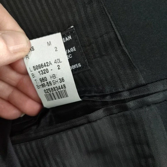 Calvin Klein Tuxedo Mens 40L Black 3‎ Button Notch Satin Lapel Wool Pants 32x33